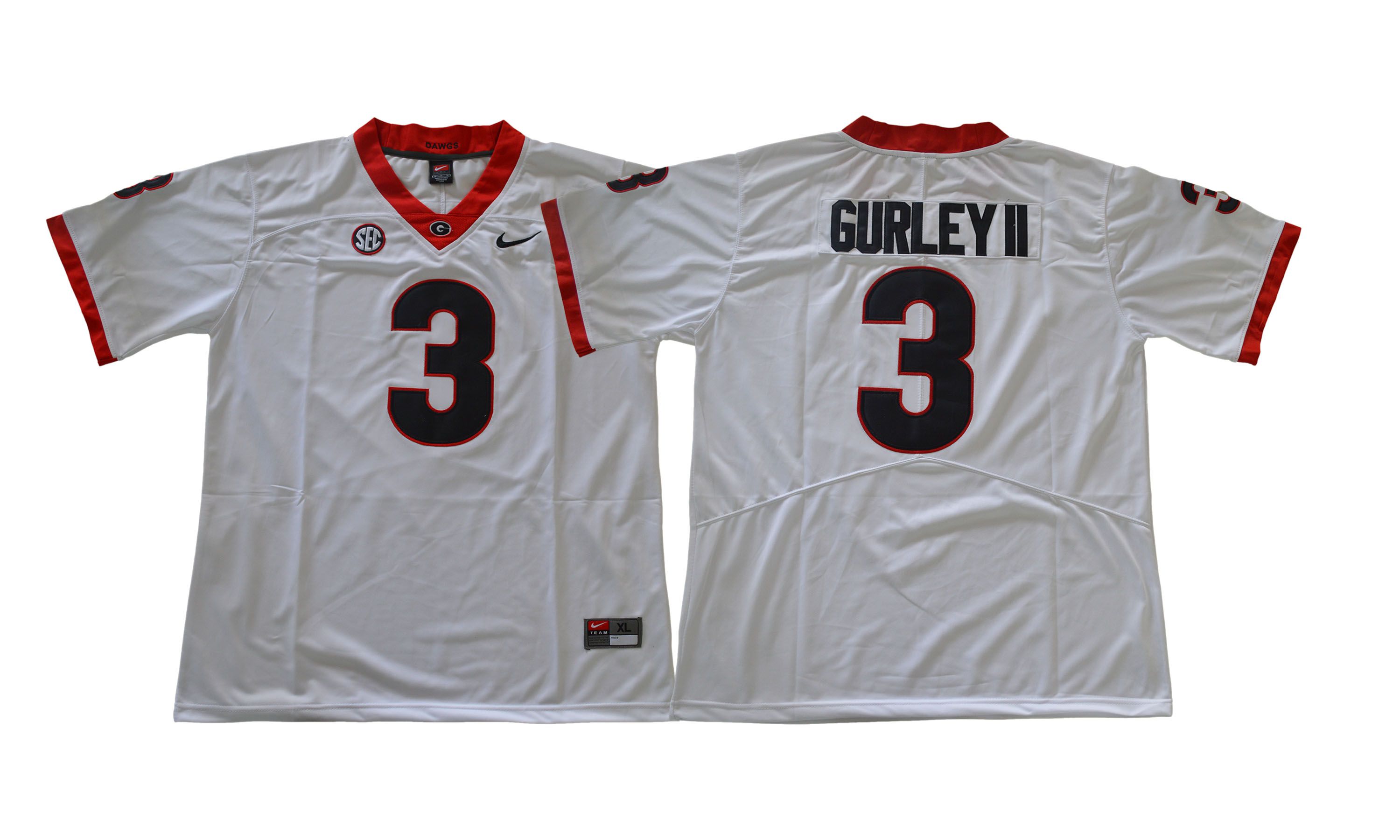 Men NCAA 2017 Georgia Bulldogs #3 Gurleyii white jersey->ncaa teams->NCAA Jersey